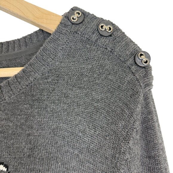 Charter Club Women’s Pug Dog Knit Sweater Sz XL Cotton Blend Gray Long Sleeves - Picture 7 of 9